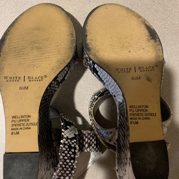White House Black Market Black/White Snakeprint Wedge Platform Sandals sz 8.5 M - Picture 7 of 7